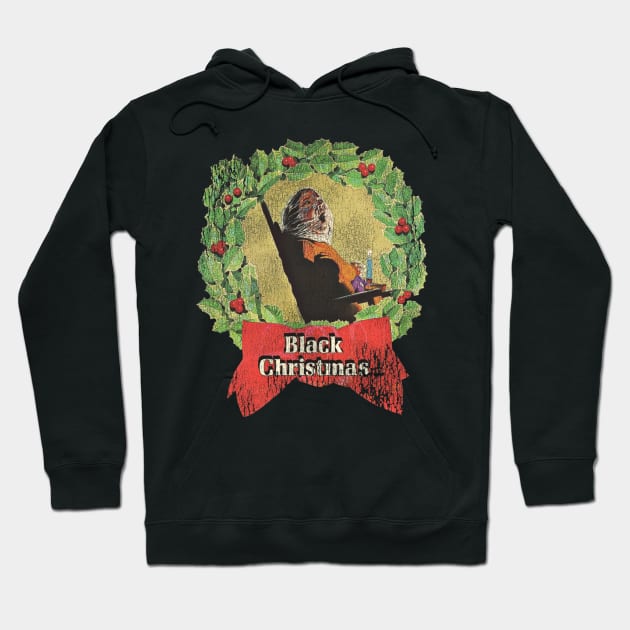 Black Christmas Wreath Hoodie by darklordpug